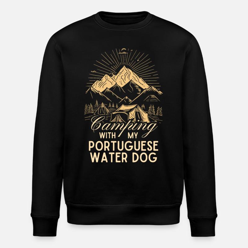 Portugiesischer Wasserhund Camping - Stanley/Stella Unisex Bio-Sweatshirt ROLLER - Schwarz