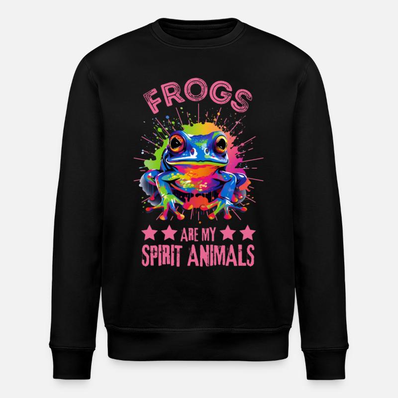 Bunter Frosch Farbkleckse Farbspritzer - Stanley/Stella Unisex Bio-Sweatshirt ROLLER - Schwarz