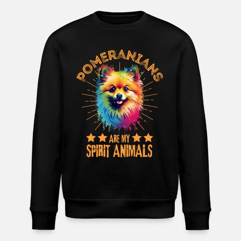 Bunter Zwergspitz Farbkleckse Farbspritzer - Stanley/Stella Unisex Bio-Sweatshirt ROLLER - Schwarz