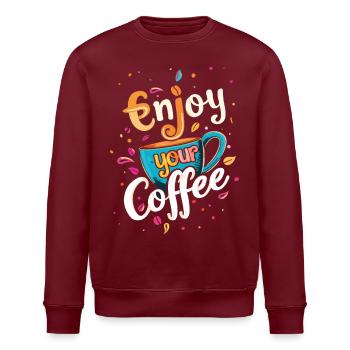 Kaffee Kaffeeliebhaber Kaffeetasse Koffein Getränk - Stanley/Stella Unisex Bio-Sweatshirt ROLLER - Burgunderrot - Vorne - Nik (191cm)