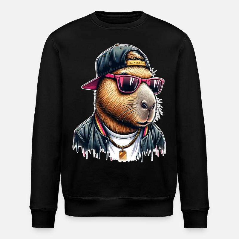 Capybara Cap Sonnebrille Cool - Stanley/Stella Unisex Bio-Sweatshirt ROLLER - Schwarz