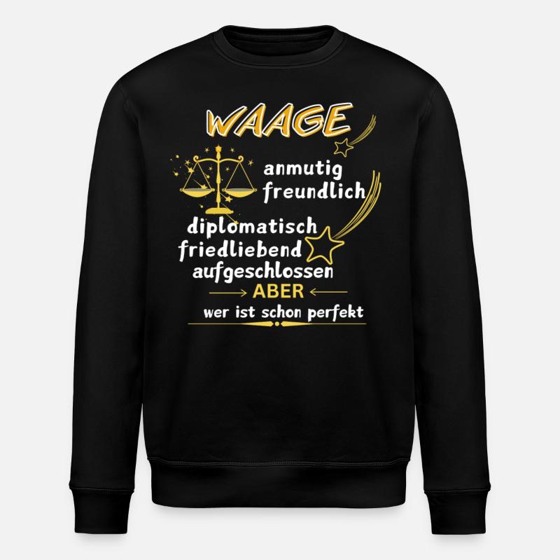 Sternzeichen WAAGE - Stanley/Stella Unisex Bio-Sweatshirt ROLLER - Schwarz
