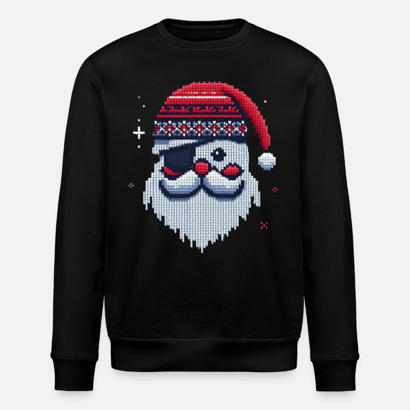 Weihnachtsmann Kawaii Strickmuster - Stanley/Stella Unisex Bio-Sweatshirt ROLLER - Schwarz