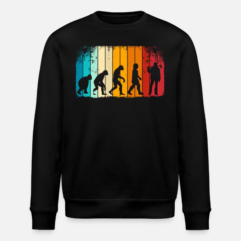 Retro Evolution Holzfäller - Holzhacker - Stanley/Stella Unisex Bio-Sweatshirt ROLLER - Schwarz