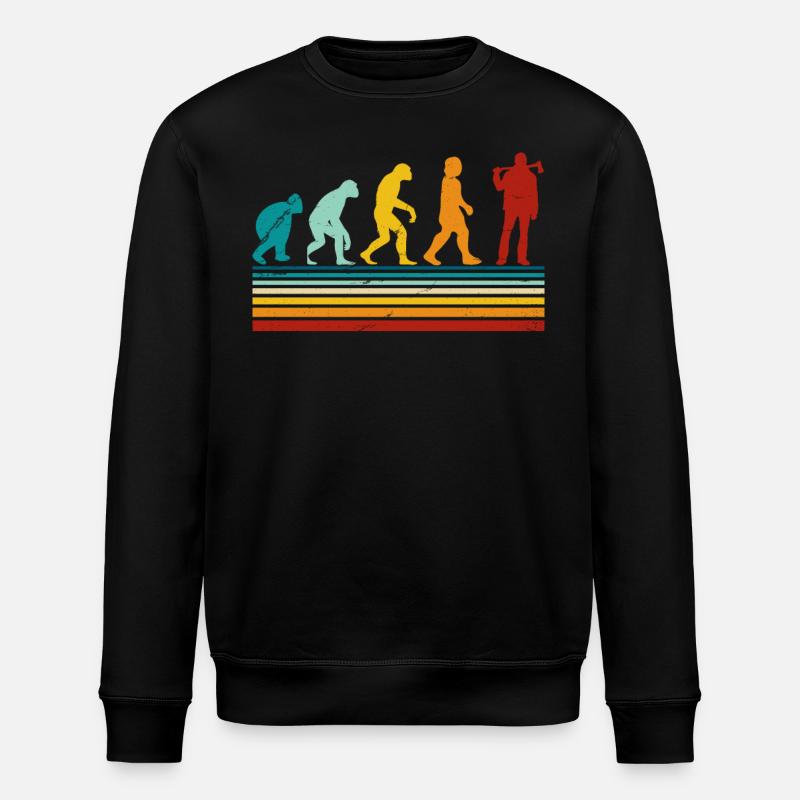 Retro Evolution Holzfäller - Holzhacker - Stanley/Stella Unisex Bio-Sweatshirt ROLLER - Schwarz