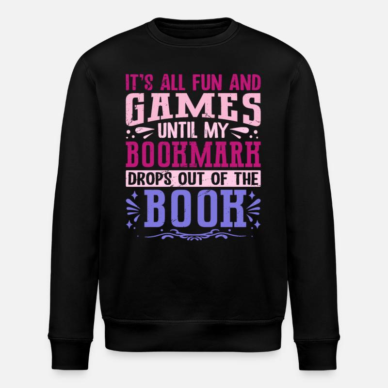 Bookmark – BOOKISH Saying Apparel - Stanley/Stella ROLLER Unisex Organic Sweatshirt - black