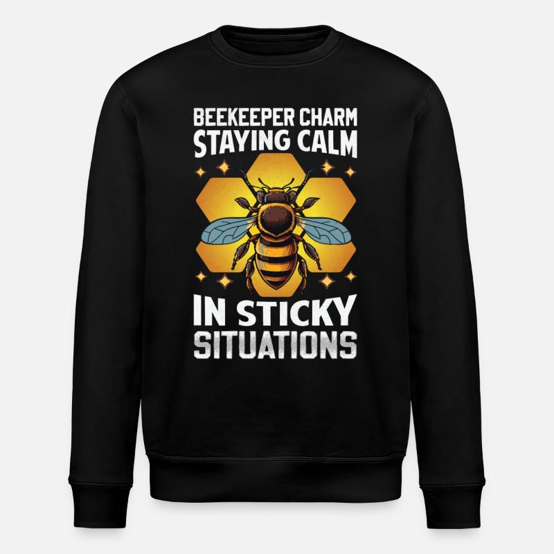 Beekeeper Charm – Sticky Situations - Stanley/Stella ROLLER Unisex Organic Sweatshirt - black