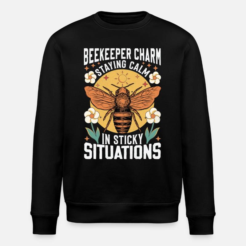 Beekeeper Charm – Sticky Situations - Stanley/Stella ROLLER Unisex Organic Sweatshirt - black