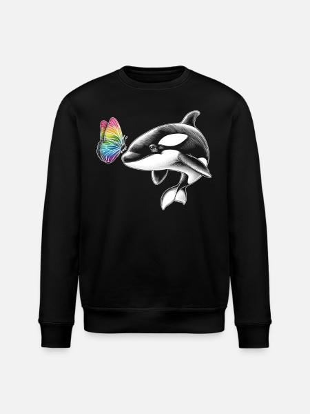 Orca-wal-schmetterlinge-tier-blumenillustration - Stanley/Stella Unisex Bio-Sweatshirt ROLLER - Schwarz