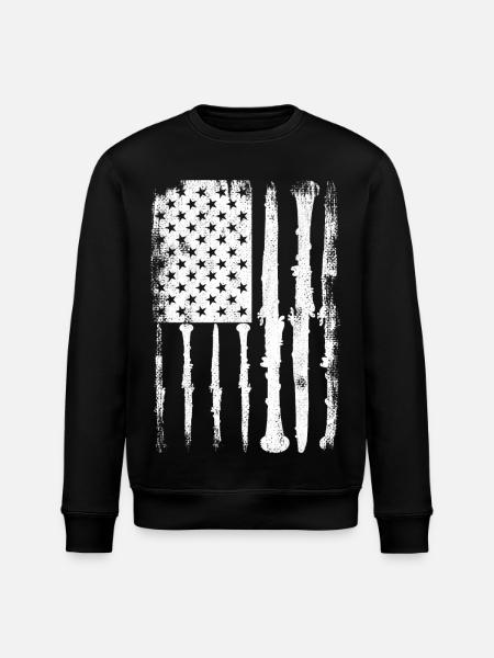 Clarinet USA Flag - Stanley/Stella ROLLER Unisex Organic Sweatshirt - black
