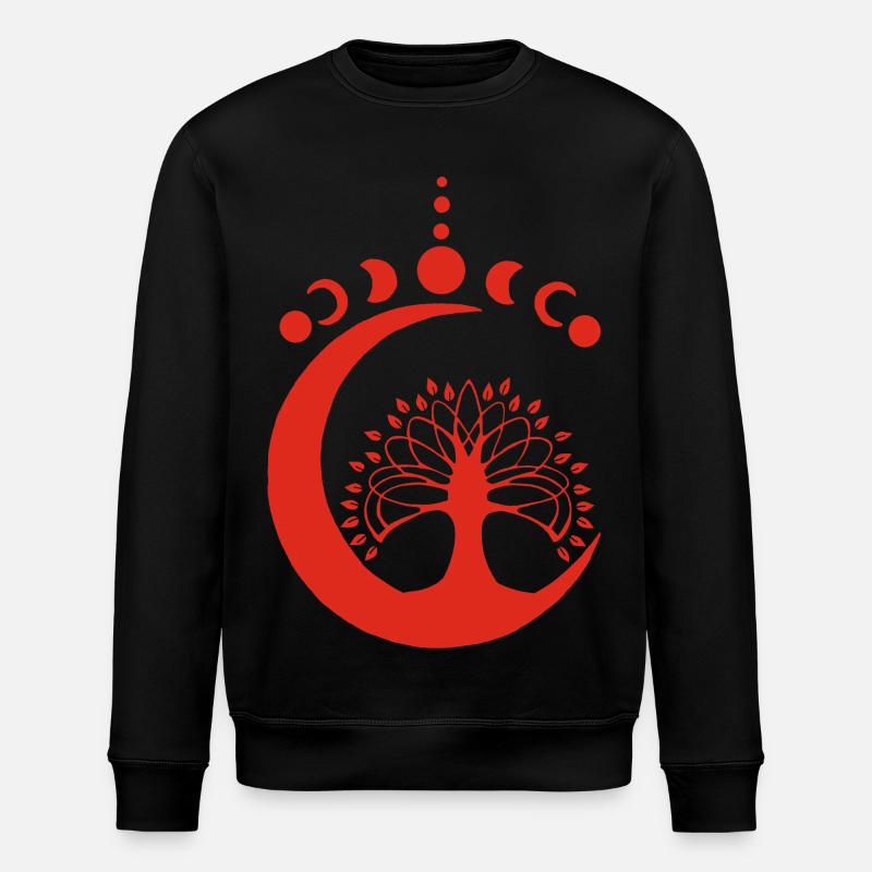Red Lunar Tree - Stanley/Stella ROLLER Unisex Organic Sweatshirt - black