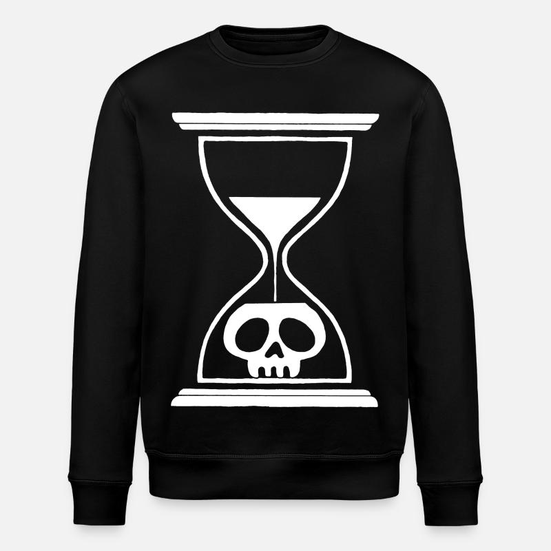 White Hourglass Skull - Stanley/Stella ROLLER Unisex Organic Sweatshirt - black