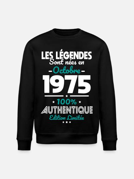 50th Birthday - Legends Born October 1975 - Stanley/Stella ROLLER Unisex Organic Sweatshirt - black