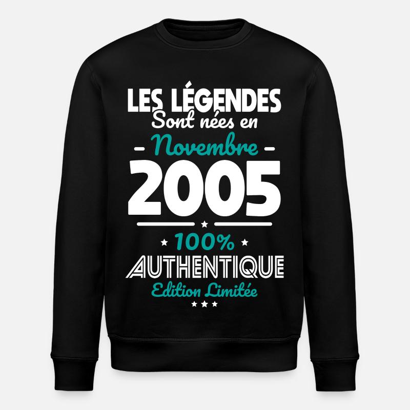 18. Geburtstag - Legenden geboren im November 2005 - Stanley/Stella Unisex Bio-Sweatshirt ROLLER - Schwarz