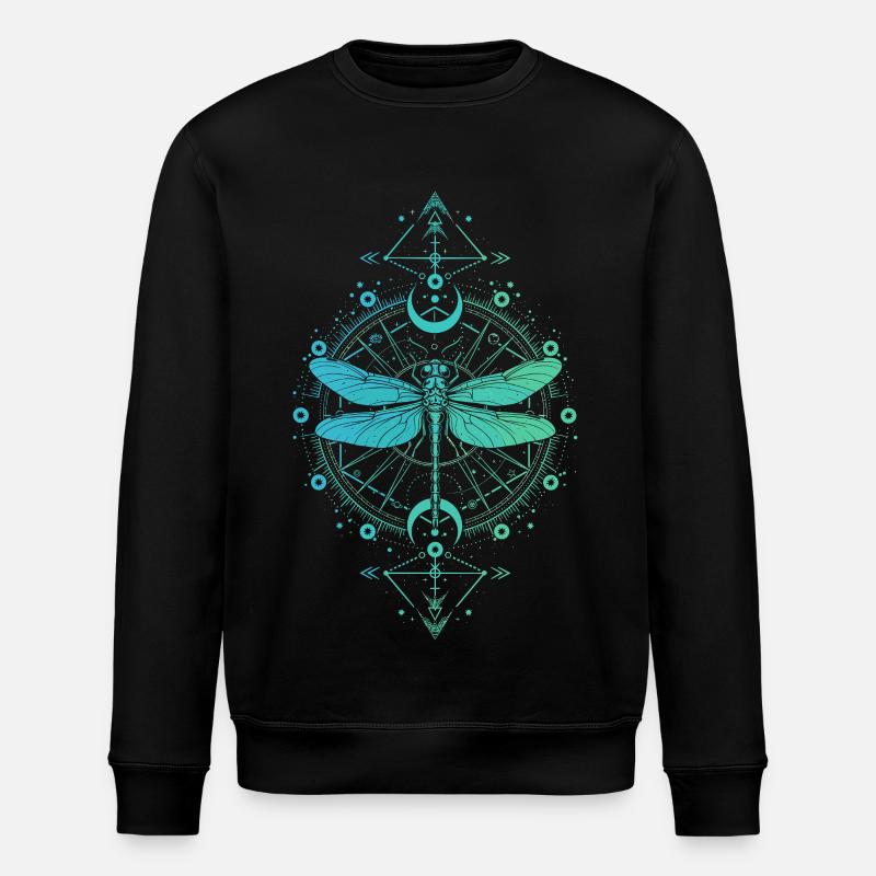 Astronomie - Libelle Mandala Türkisblau - Stanley/Stella Unisex Bio-Sweatshirt ROLLER - Schwarz