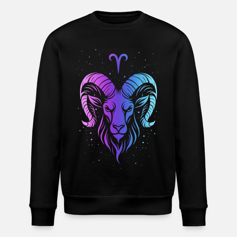 Widder: Neon-Tierkreisgeist - Stanley/Stella Unisex Bio-Sweatshirt ROLLER - Schwarz