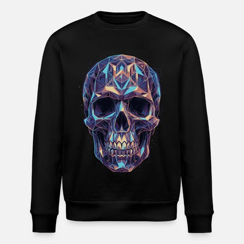 Geometrischer Schädel in Farbpracht - Stanley/Stella Unisex Bio-Sweatshirt ROLLER - Schwarz