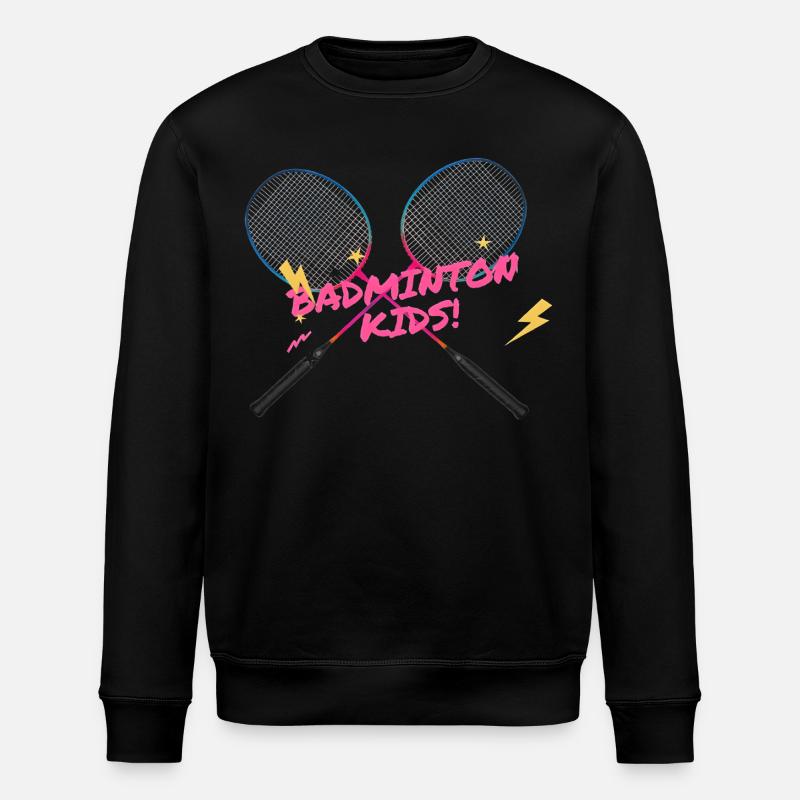 Badminton Kids Neon Schläger - Stanley/Stella Unisex Bio-Sweatshirt ROLLER - Schwarz