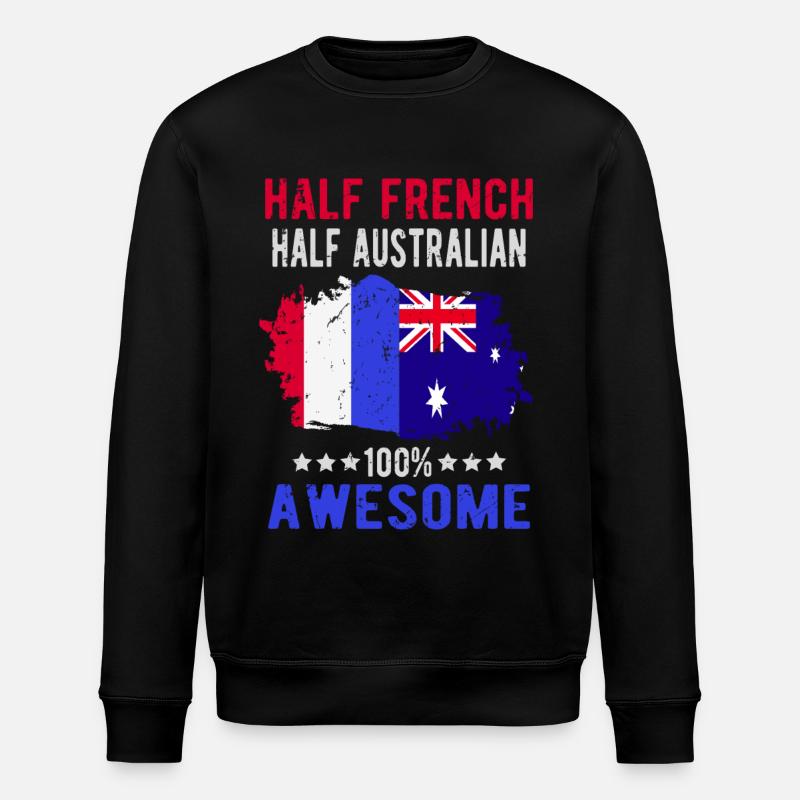 Half French Half Australian - Stanley/Stella ROLLER Unisex Organic Sweatshirt - black