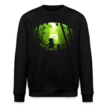 Scherenschnitt – kleiner Ninja und sein Fuchs - Stanley/Stella Unisex Bio-Sweatshirt ROLLER - Schwarz - Vorne - Nik (191cm)