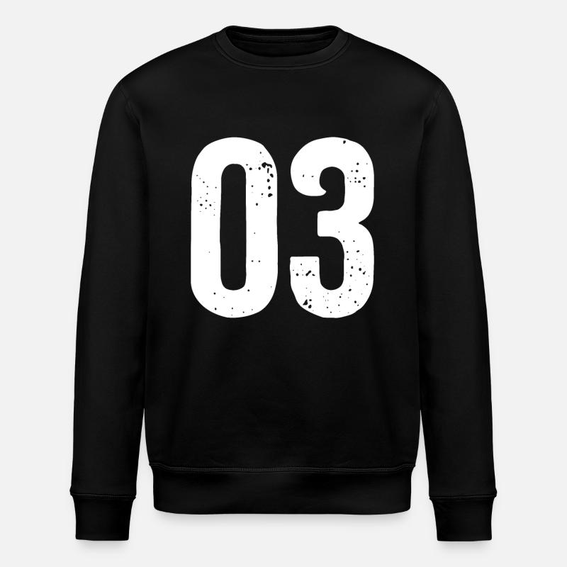 03 Numéros Blanc - Sweat bio ROLLER Stanley/Stella Unisexe - noir