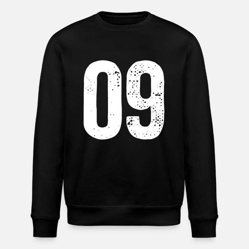 09 Numbers White - Stanley/Stella ROLLER Unisex Organic Sweatshirt - black