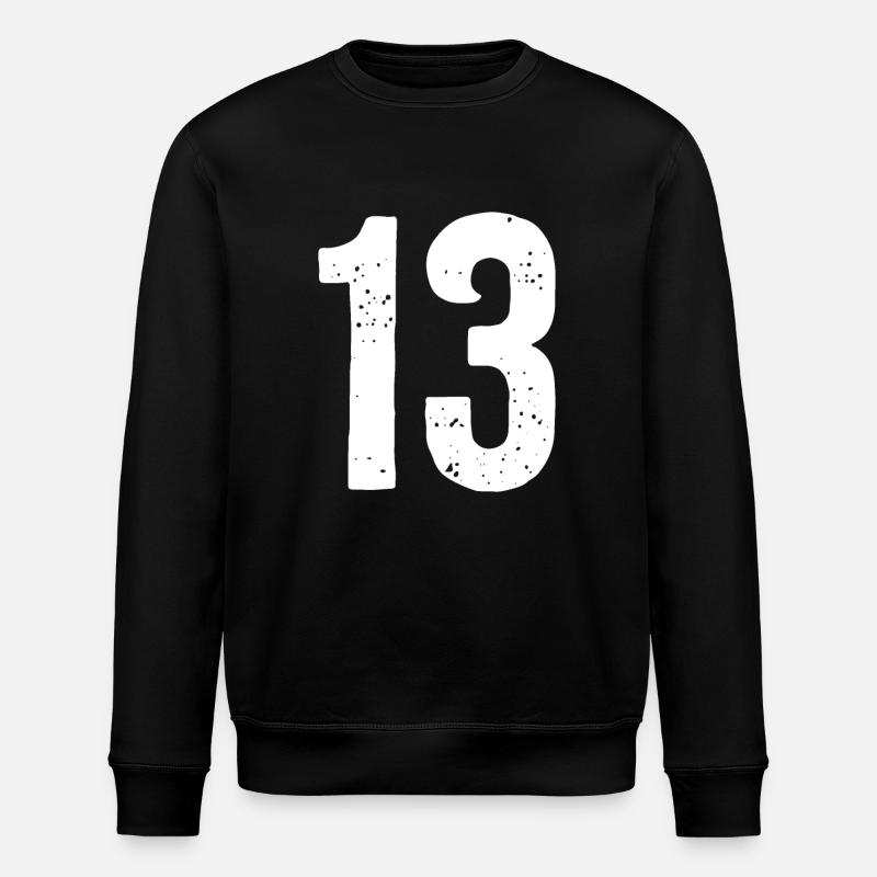 13 Zahlen Weiß - Stanley/Stella Unisex Bio-Sweatshirt ROLLER - Schwarz