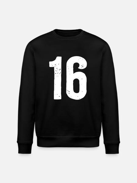 16 Numbers White - Stanley/Stella ROLLER Unisex Organic Sweatshirt - black