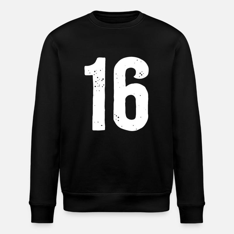16 Zahlen Weiß - Stanley/Stella Unisex Bio-Sweatshirt ROLLER - Schwarz