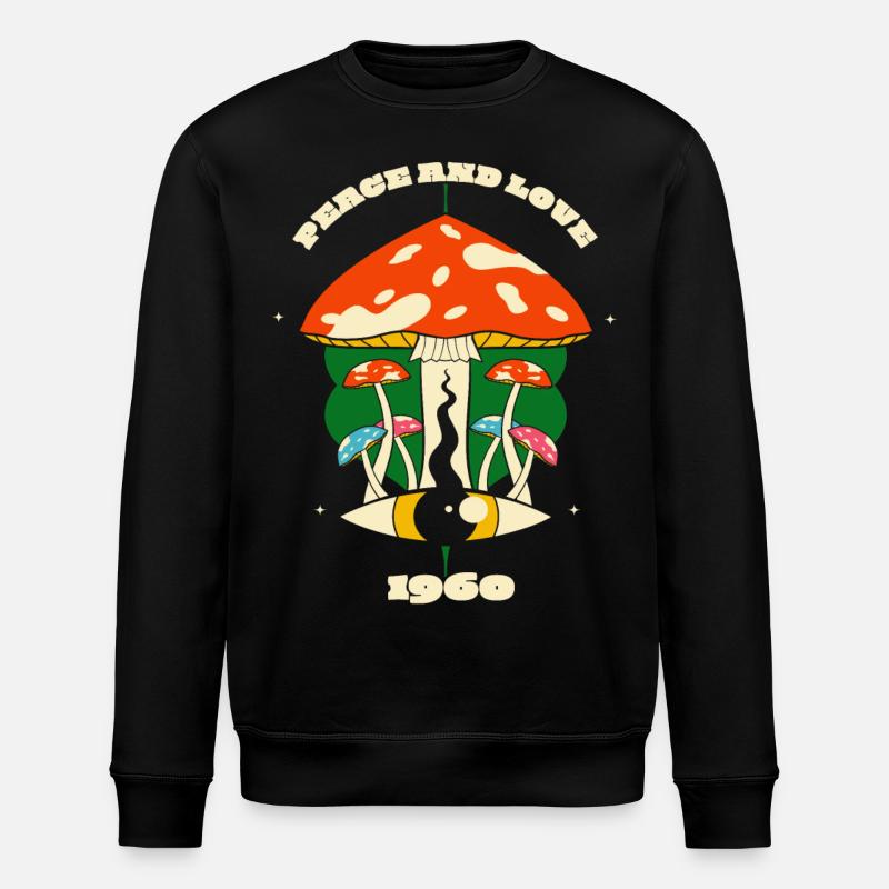 Psychedelic Mushroom Graphic - Stanley/Stella ROLLER Unisex Organic Sweatshirt - black