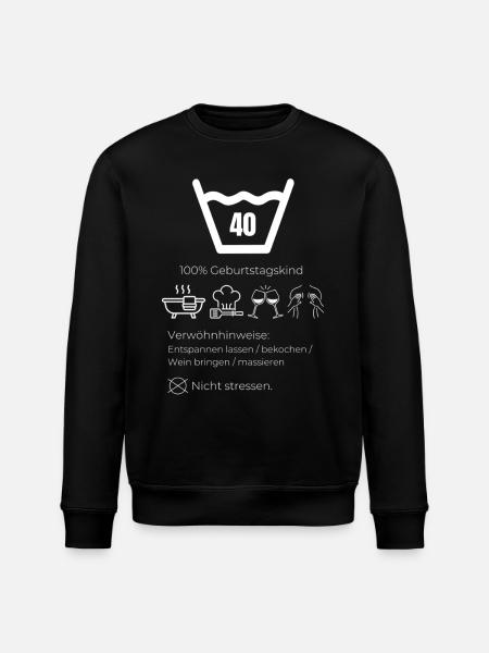 40th Birthday Pampering Advice - Stanley/Stella ROLLER Unisex Organic Sweatshirt - black