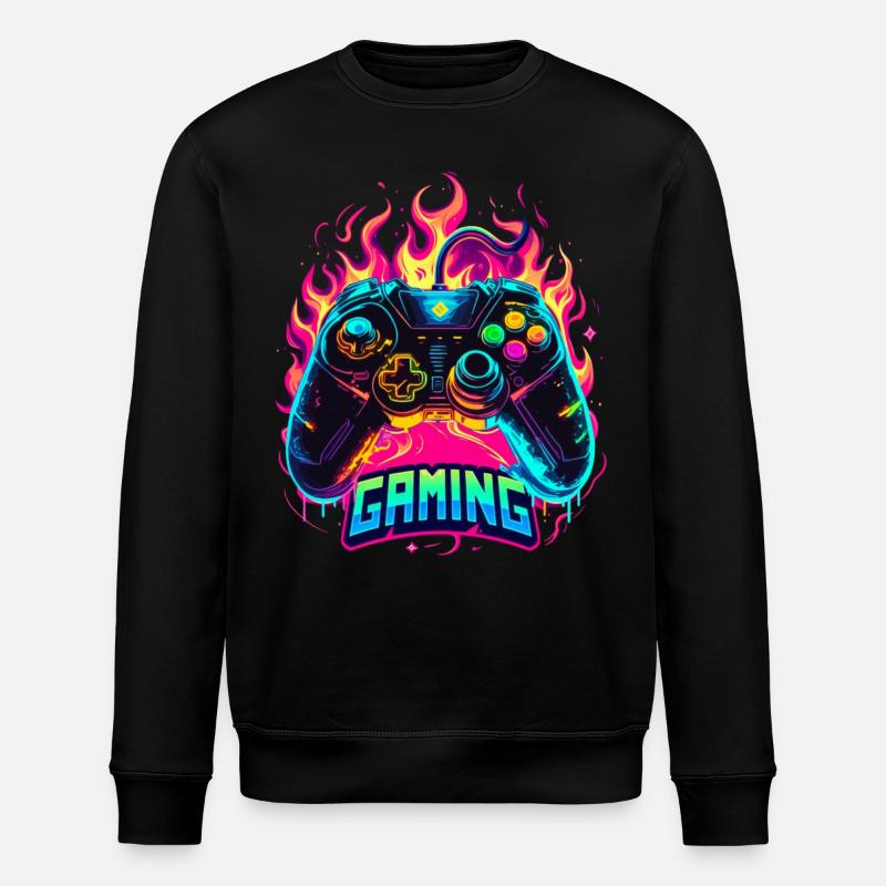 Gaming Controller Flammen Kunst - Stanley/Stella Unisex Bio-Sweatshirt ROLLER - Schwarz