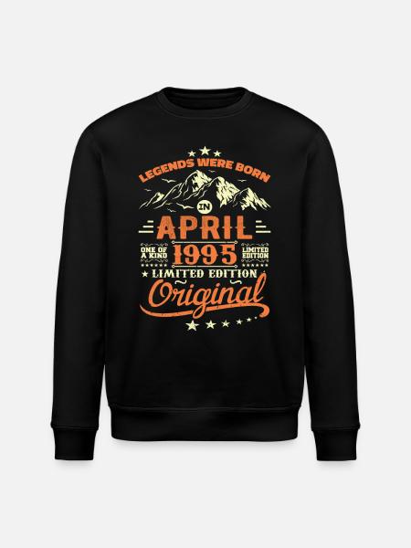 April 1995 Birthday Gift 1995 Legends April - Stanley/Stella ROLLER Unisex Organic Sweatshirt - black
