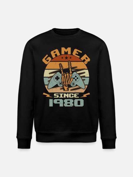 Gamer siden 1980 - Gaming fødselsdagsgave 1980 - Stanley/Stella økologisk unisex-sweatshirt ROLLER - sort