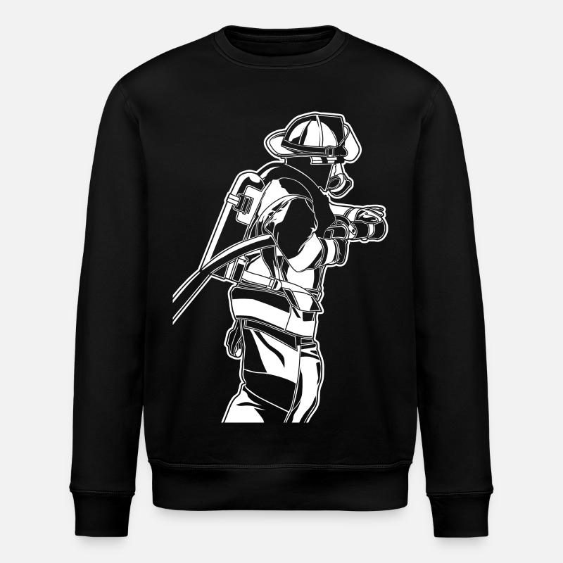 Firefighter Sketch - Stanley/Stella ROLLER Unisex Organic Sweatshirt - black