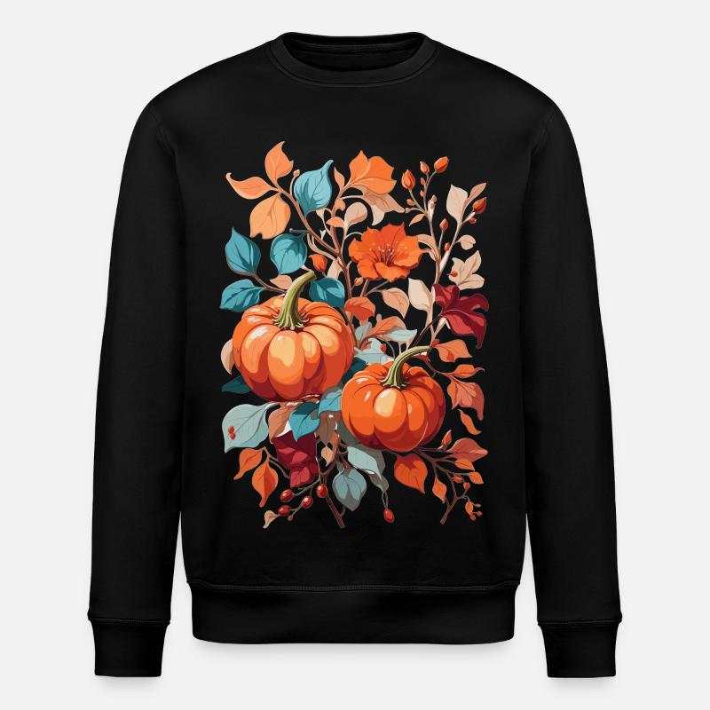 Citrouille avec feuilles - Sweat bio ROLLER Stanley/Stella Unisexe - noir
