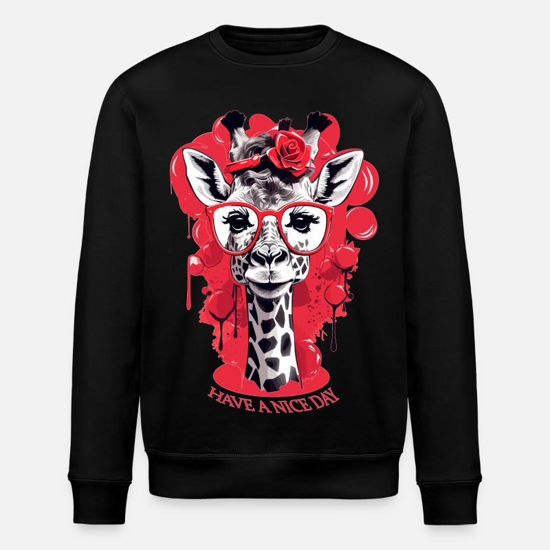 Cute giraffe with glasses - Stanley/Stella ROLLER Unisex Organic Sweatshirt - black