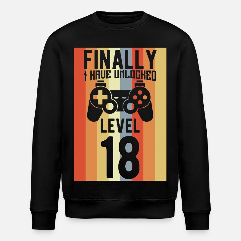 Level 18 Unlocked - Stanley/Stella ROLLER Unisex Organic Sweatshirt - black