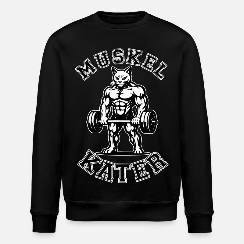 Muscle soreness - cat - saying - Stanley/Stella ROLLER Unisex Organic Sweatshirt - black