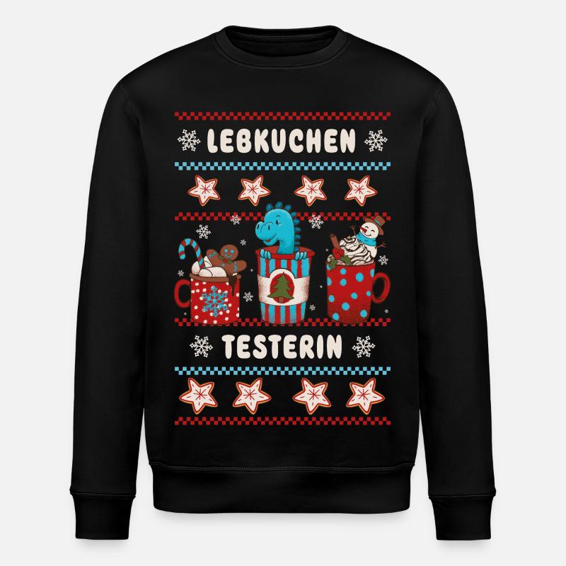 Christmas Gingerbread Tester with Dino - Stanley/Stella ROLLER Unisex Organic Sweatshirt - black