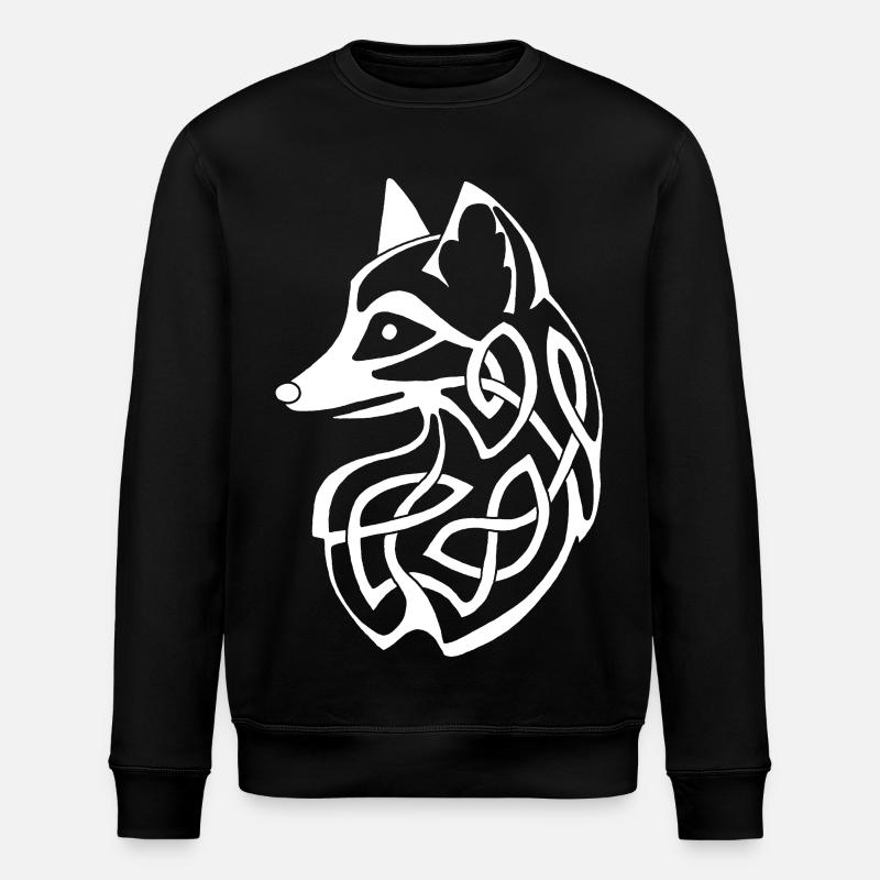 Renard celte blanc - Sweat bio ROLLER Stanley/Stella Unisexe - noir