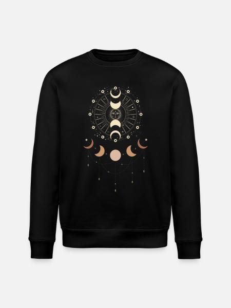 Okkult symbol med sol og måne åndelig - Stanley/Stella økologisk unisex-sweatshirt ROLLER - sort