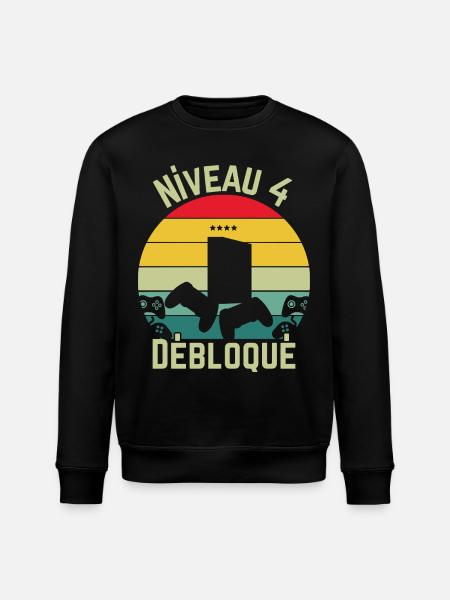 Level 4 Unlocked - Stanley/Stella ROLLER Unisex Organic Sweatshirt - black