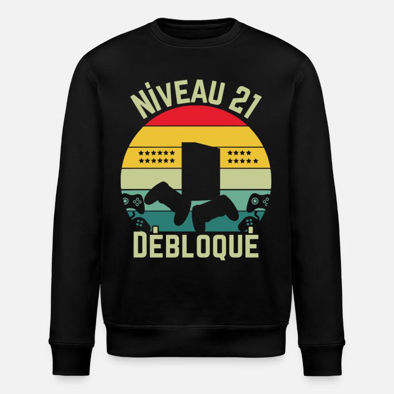 Level 21 Unlocked - Stanley/Stella ROLLER Unisex Organic Sweatshirt - black