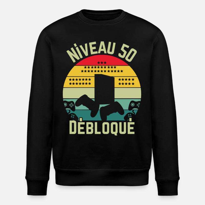 Level 50 Unlocked - Stanley/Stella ROLLER Unisex Organic Sweatshirt - black