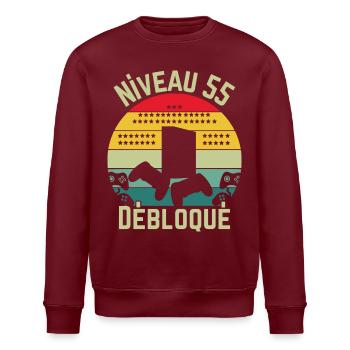 Level 55 Unlocked - Stanley/Stella ROLLER Unisex Organic Sweatshirt - burgundy - Front - Nik (191cm)