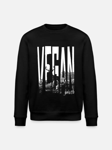 Vegan Youth Deer - Stanley/Stella ROLLER Unisex Organic Sweatshirt - black