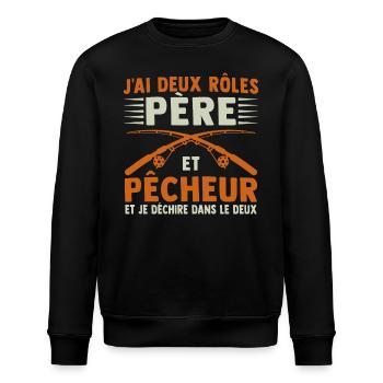 J'ai deux rôles papa et pêcheur - Sweat bio ROLLER Stanley/Stella Unisexe - noir - Devant - Nik (191cm)