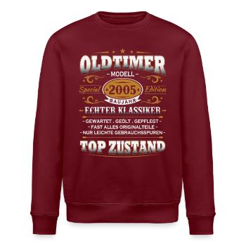Oldtimer Baujahr 2005 Jahrgang Geburtstag Geschenk - Stanley/Stella Unisex Bio-Sweatshirt ROLLER - Burgunderrot - Vorne - Nik (191cm)