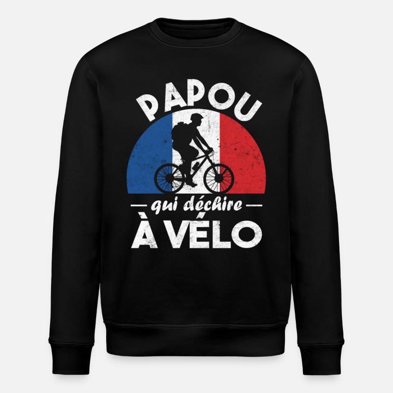 Papou qui déchire à Vélo - Sweat bio ROLLER Stanley/Stella Unisexe - noir